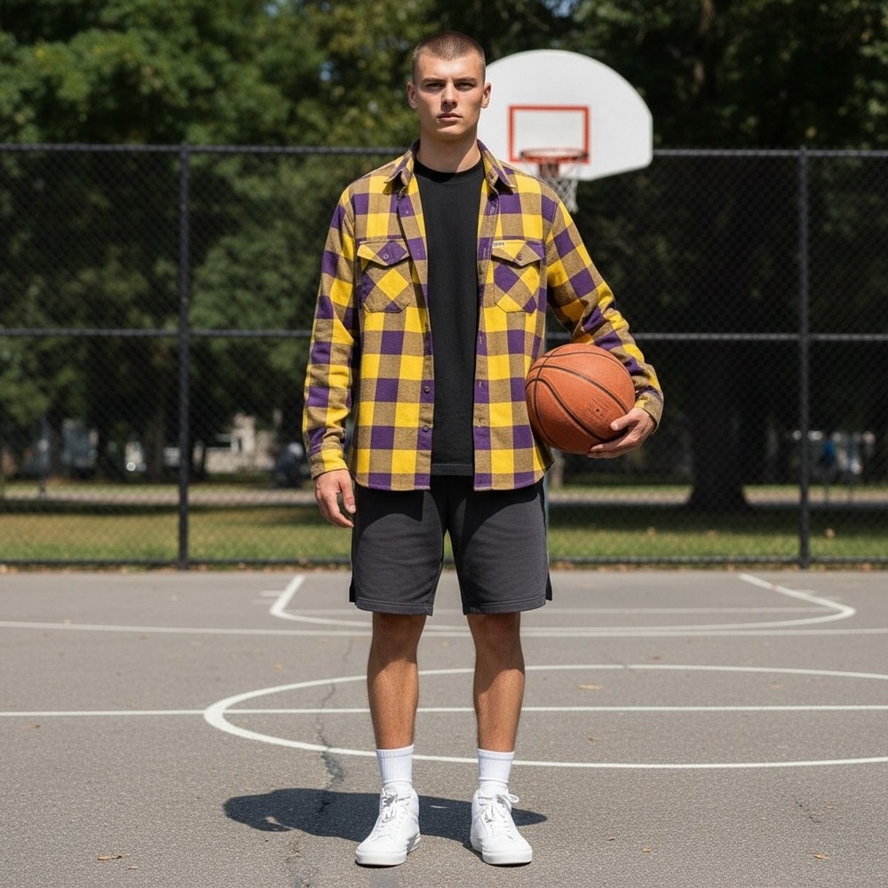 Dixxon Flannel Co The Mamba Purple Gold Buffalo Check‎ Plaid Shirt Mens Medium